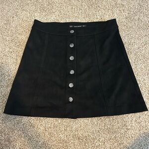 Zara Suede Black Button-Front Skirt S
